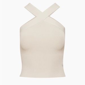 Aritzia Babaton Sculpt Knit Criss Cross Matte Pearl XXS NWOT